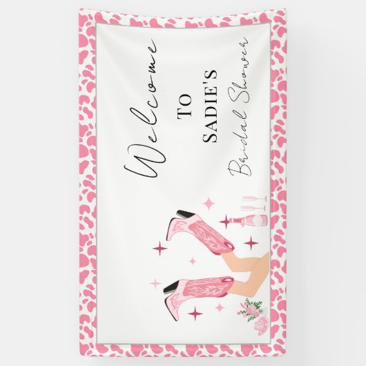 Welkom bij Cowboy Boots & Bubbly Vrijgezellenfeest Spandoek (Verticaal)