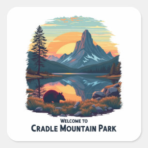 Welkom bij Cradle Mountain National Australian Vierkante Sticker