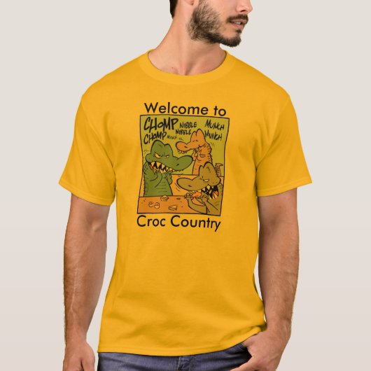 Welkom bij Croc Country Crocodile Cartoon T-shirt (Voorkant)