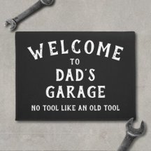 Welkom bij Dad's Garage Funny Black Doormat