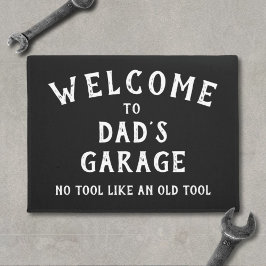 Welkom bij Dad's Garage Funny Black Doormat Deurmat