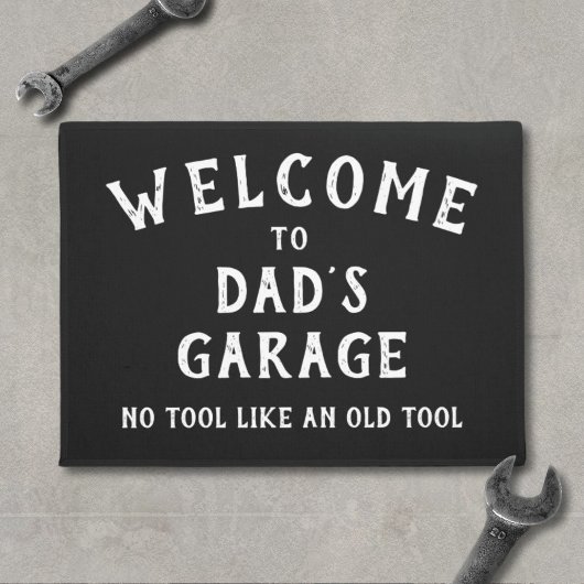 Welkom bij Dad's Garage Funny Black Doormat Deurmat