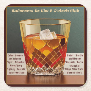 Welkom bij de 5 uur Club Mid Century Design Kartonnen Onderzetters