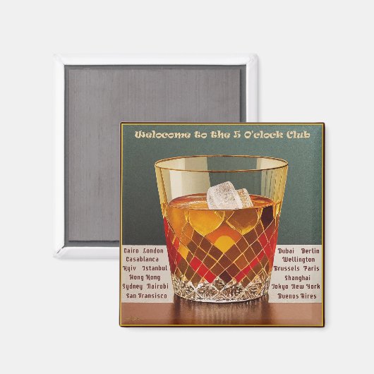 Welkom bij de 5 uur Club Mid Century Design Magneet (Voorkant / Achterkant)