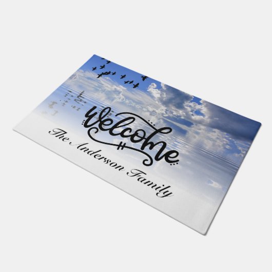 Welkom bij de aangepaste gezinshereniging deurmat (Schuin)