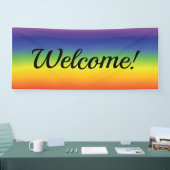 Welkom bij de achtergrond van regenboogkleuren spandoek (Beurs)
