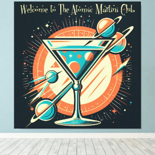 Welkom bij de Atomic Martini Club Space Age Canvas Afdruk