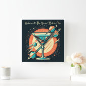 Welkom bij de Atomic Martini Club Space Age Vierkante Klok (Huis)