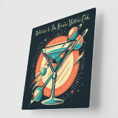 Welkom bij de Atomic Martini Club Space Age Vierkante Klok (Hoek)