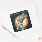Welkom bij de Atomic Martini Club Space Age Vierkante Sticker (Envelop)