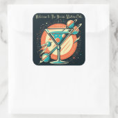 Welkom bij de Atomic Martini Club Space Age Vierkante Sticker (Tas)