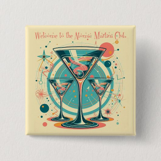 Welkom bij de Atomic Martini Club Triple Play Vierkante Button 5,1 Cm (Voorkant)