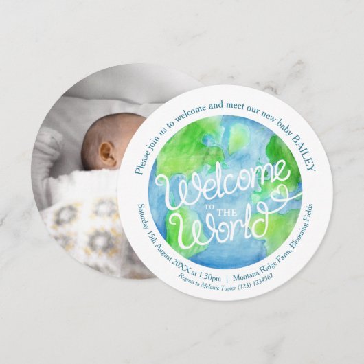 Welkom bij de baby-foto's van wereldkunst omgekeer kaart (Voorkant / Achterkant)