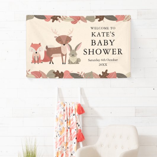 Welkom bij de baby shower in het bos spandoek (Insitu)