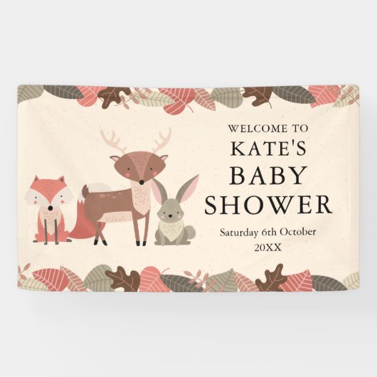 Welkom bij de baby shower in het bos spandoek (Horizontaal)