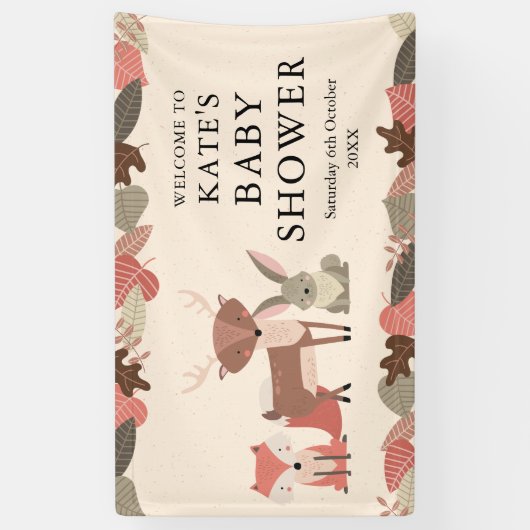 Welkom bij de baby shower in het bos spandoek (Verticaal)