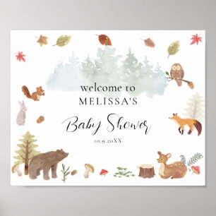 Welkom bij de Baby Shower met Bosdieren Poster