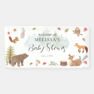 Welkom bij de baby shower met bosdieren spandoek
