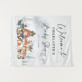 Welkom bij de baby shower Winter Woud Dieren Wandkleed (Voorkant (horizontaal))