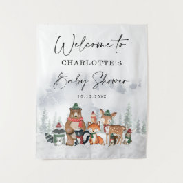 Welkom bij de baby shower Winter Woud Dieren Wandkleed