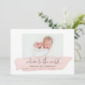 Welkom bij de baby van de wereldroze waterverf aankondiging (Staand voorkant)