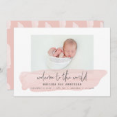 Welkom bij de baby van de wereldroze waterverf aankondiging (Voorkant / Achterkant)