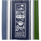 Welkom bij de "Beach kustmarine white moss green" Douchegordijn (Voorkant)