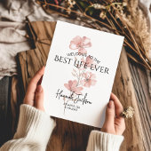 Welkom bij de Beste Leven Ooit Roze Bloemendoop Kaart