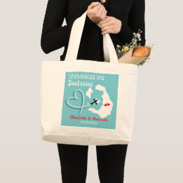 Welkom bij de bestemming Santorini Grote Tote Bag
