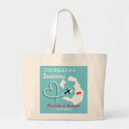 Welkom bij de bestemming Santorini Grote Tote Bag