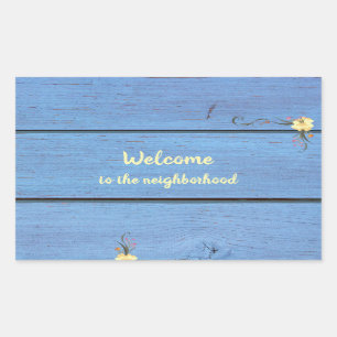 Welkom bij de Blauwe Wooden Planken van de Buurt Rechthoekige Sticker