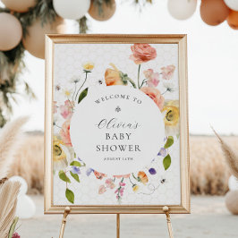 Welkom bij de bloemige babyshower van Moedertje Bi Poster