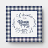 Welkom bij de boerderij Blue Gingham Fotoplaat (Voorkant)