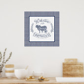 Welkom bij de boerderij Blue Gingham Poster (Keuken)