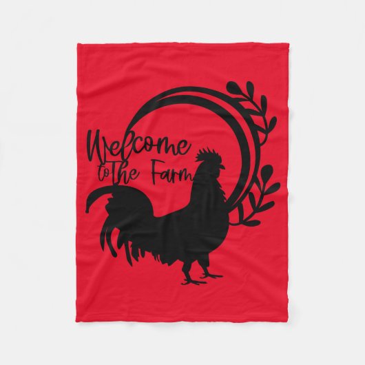 Welkom bij de Boerderij Rooster Fleece Deken (Voorkant)