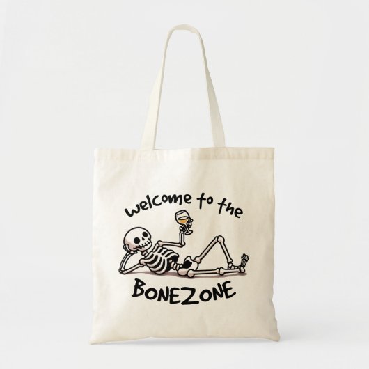"Welkom bij de Bonezone" Skeleton Canvas tas (Voorkant)
