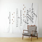 Welkom bij de bruiloft Brown Cavapoo Dog Wandkleed (In Situ (horizontaal))