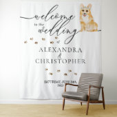 Welkom bij de bruiloft Corgi Dog Wandkleed (In situ)
