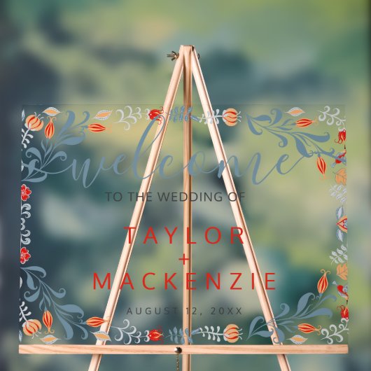 Welkom bij de bruiloft gepersonaliseerde moderne b acryl bord (Neutraal)