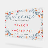 Welkom bij de bruiloft gepersonaliseerde moderne b acryl bord (Hoek)