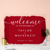 Welkom bij de bruiloft gepersonaliseerde rood acryl bord (Huwelijk)