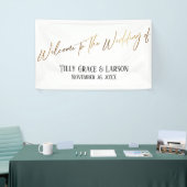 Welkom bij de bruiloft Gold Handwriting Typografie Spandoek (Beurs)
