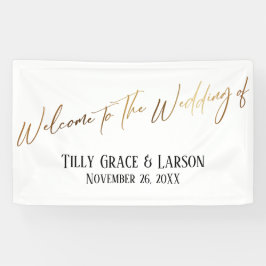 Welkom bij de bruiloft Gold Handwriting Typografie Spandoek