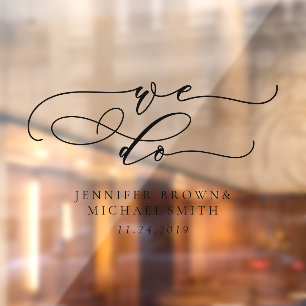 Welkom bij de bruiloft handtekening die we doen raamsticker