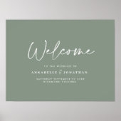 Welkom bij de bruiloft moderne wijze groene bruilo poster (Voorkant)