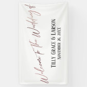 Welkom bij de bruiloft van, Roos Gold Handwriting Spandoek (Verticaal)