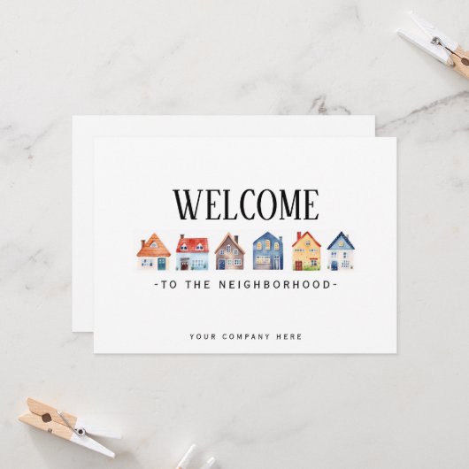 Welkom bij de Buurt Waterverf Realty Kaart (Voorkant / Achterkant in situ)