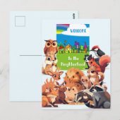 Welkom bij de buurt Woodland Animals Briefkaart (Voorkant / Achterkant)