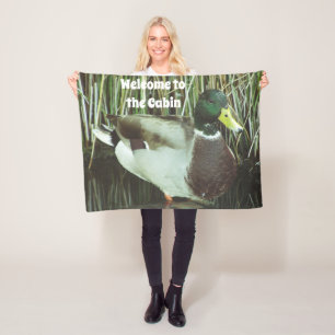 Welkom bij de Cabin Mallard Duck Water Bird Fleece Deken