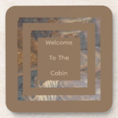 Welkom bij de Cabin Rustic Woodgrain Lodge Bier Onderzetter (Voorkant)